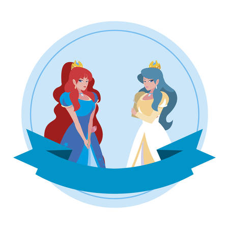 beautiful princesses of tales characters vector illustration designのイラスト素材