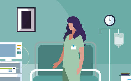 female medicine worker in opearing theater vector illustration designのイラスト素材