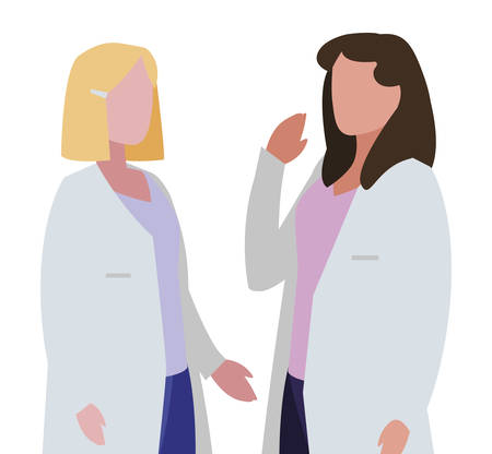 female medicine workers with uniform characters vector illustration designのイラスト素材