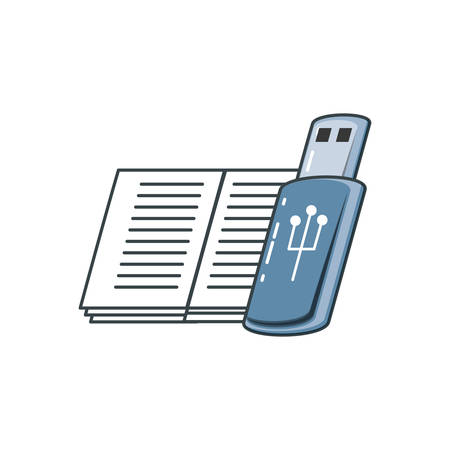 usb memory with book vector illustration designのイラスト素材