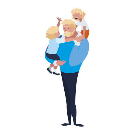 father with sons characters vector illustration designのイラスト素材
