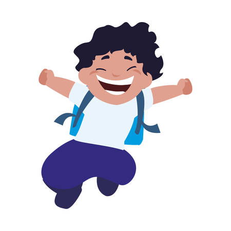 happy little schoolboy with schoolbag character vector illustration designのイラスト素材
