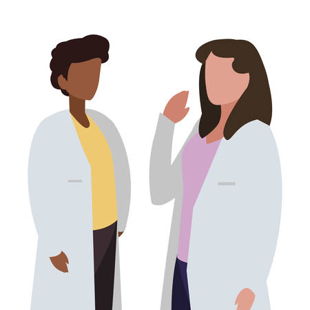 couple doctors professionals characters vector illustration designのイラスト素材