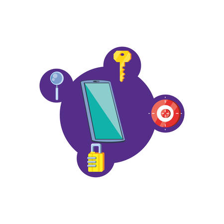 smartphone with security icons vector illustration designのイラスト素材