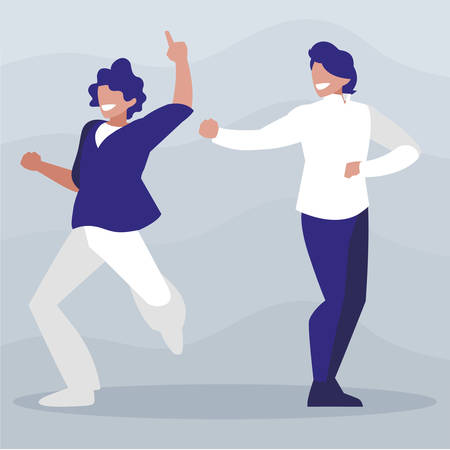 young dancers couple disco style characters vector illustration designのイラスト素材