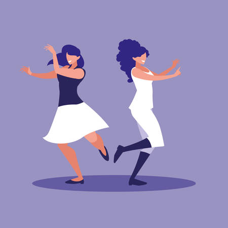 women dancing avatar character vector illustration designのイラスト素材
