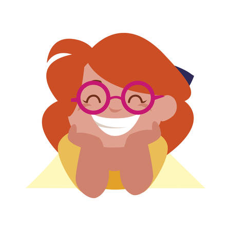 happy little girl character vector illustration designのイラスト素材