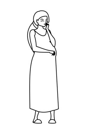 beautiful pregnancy woman character vector illustration designのイラスト素材