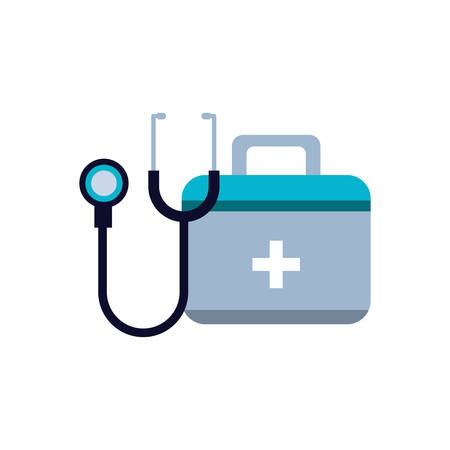 first aid kit with stethoscope medical vector illustration designのイラスト素材
