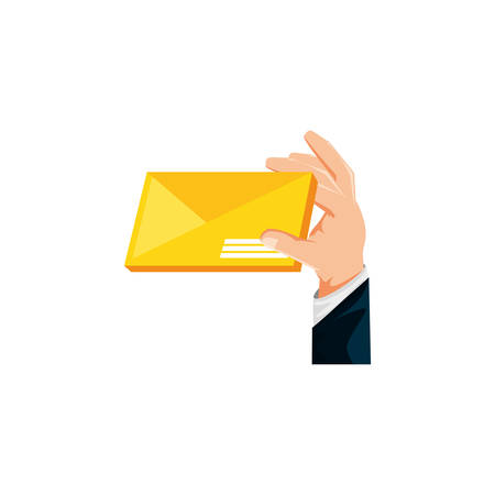 hand with envelope mail isolated icon vector illustration designのイラスト素材