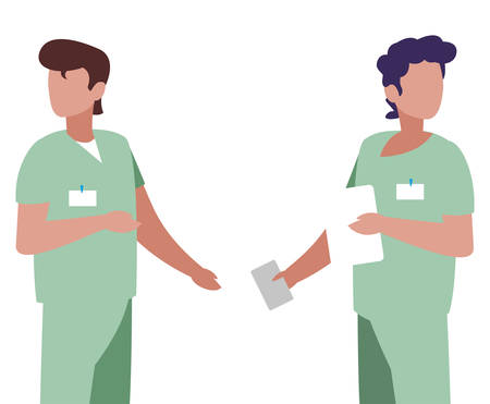 male medicine workers with uniforms vector illustration designのイラスト素材