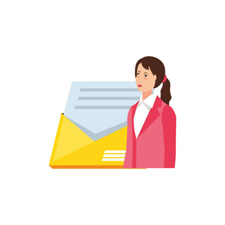 young businesswoman with envelope vector illustration designのイラスト素材