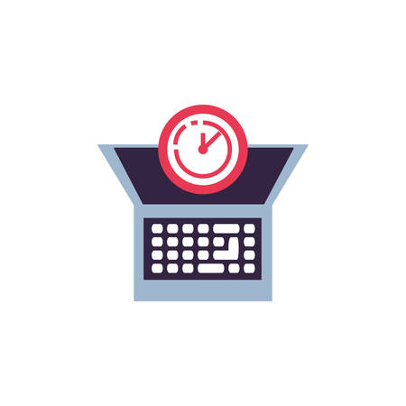 clock time with laptop computer vector illustration designのイラスト素材