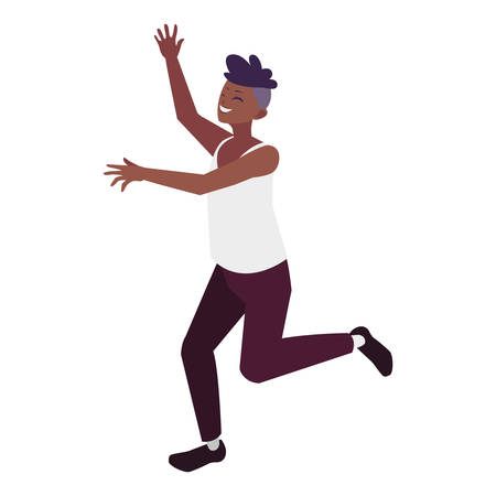 afro young man celebrating character vector illustration designのイラスト素材