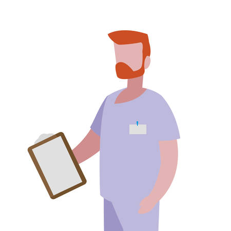 male medicine worker with uniform and documents vector illustration designのイラスト素材