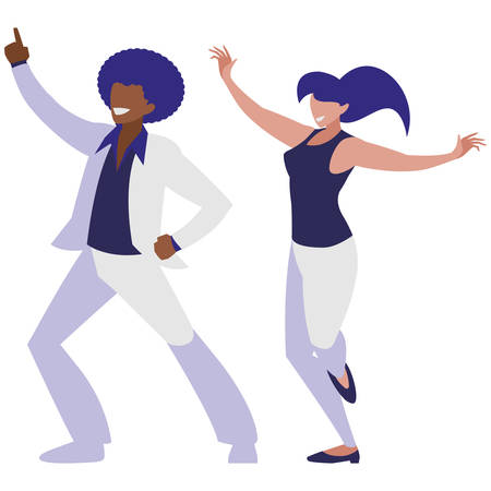 young interracial couple dancing characters vector illustration designのイラスト素材