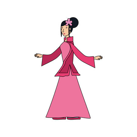 geisha woman with open arms avatar character vector illustration designのイラスト素材