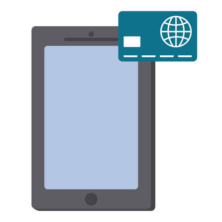 smartphone device with credit card vector illustration designのイラスト素材
