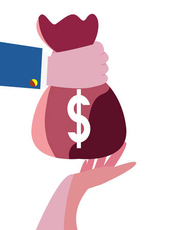hand with money bag giving vector illustrationのイラスト素材