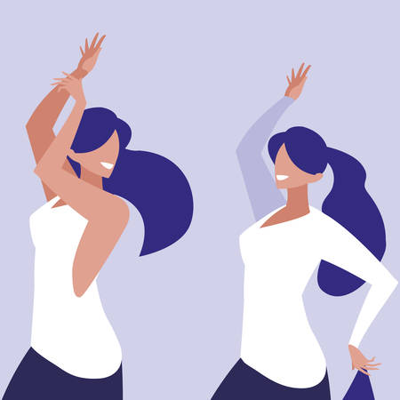 young girls dancing characters vector illustration designのイラスト素材