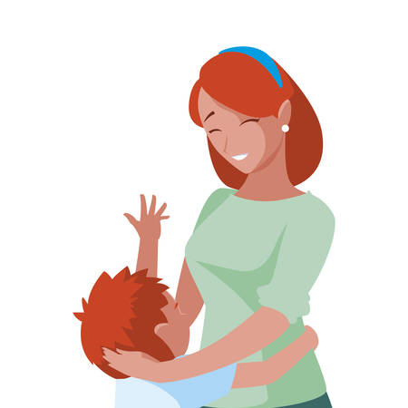 beautiful mother  with little son characters vector illustration designのイラスト素材