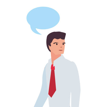 businessman portrait speech bubble character on white background vector illustrationのイラスト素材