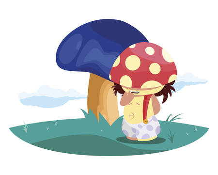 fungu elf in garden magic character vector illustration designのイラスト素材