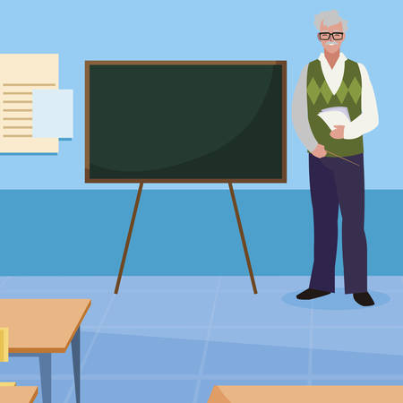 teacher male with documents in the classroom vector illustration designのイラスト素材