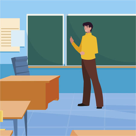 teacher male in the classroom character vector illustration designのイラスト素材