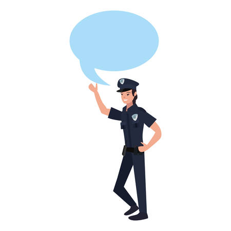 female policeman speech bubble on white background vector illustrationのイラスト素材