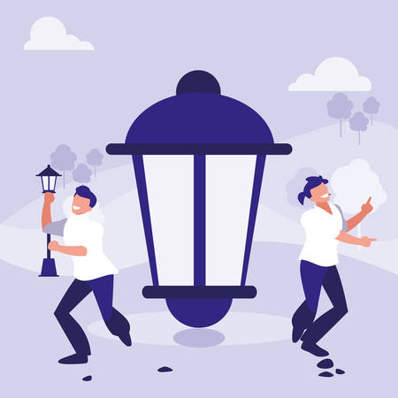 young dancers couple dancing in the park vector illustration designのイラスト素材