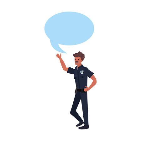 policeman character speech bubble on white background vector illustrationのイラスト素材