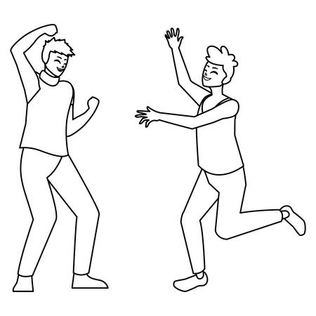 happy young men celebrating characters vector illustration designのイラスト素材