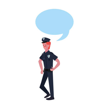 policeman character speech bubble on white background vector illustrationのイラスト素材