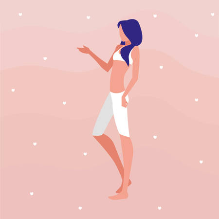 thin woman with underwear character vector illustration designのイラスト素材