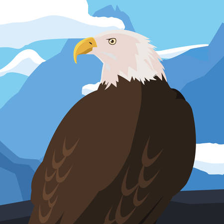 beautiful bald eagle animal in snowscape vector illustration designのイラスト素材
