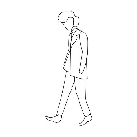 man standing linear design on white background vector illustrationのイラスト素材