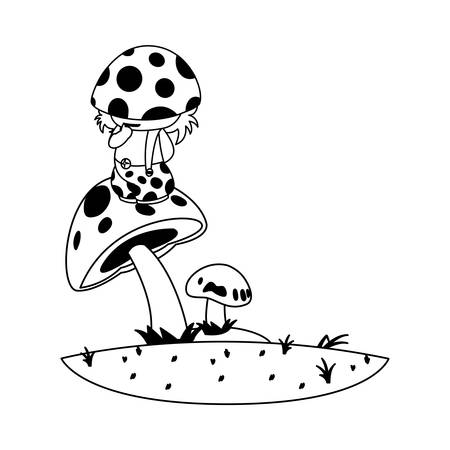 fungu elf in garden magic character vector illustration designのイラスト素材