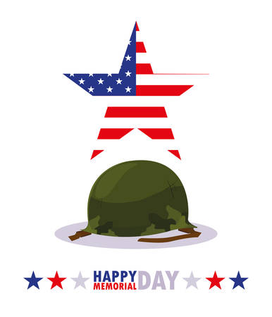 happy memorial day card with military of helmet vector illustration designのイラスト素材