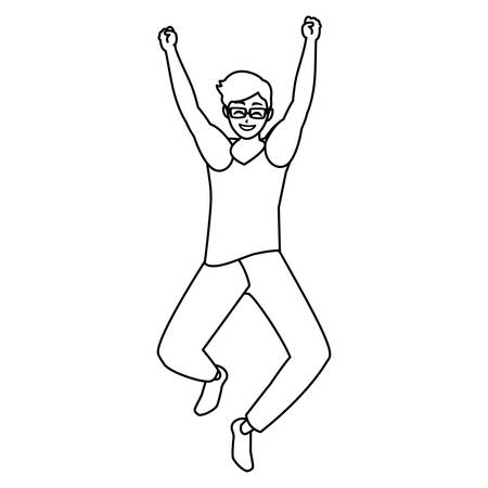 happy young man celebrating character vector illustration designのイラスト素材