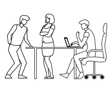 business people teamwork in the office scene vector illustration designのイラスト素材