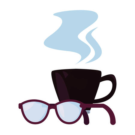 coffee cup eyeglasses happy fathers day vector illustrationのイラスト素材