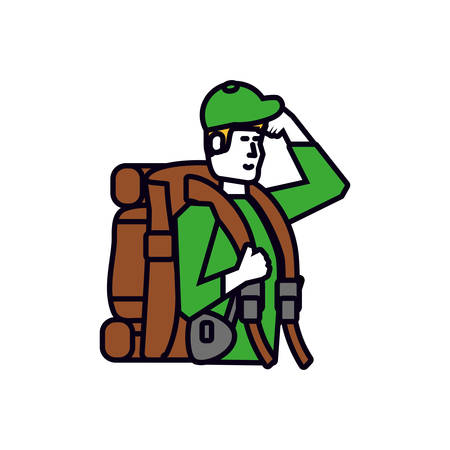 traveler man with travel bag avatar character vector illustration designのイラスト素材