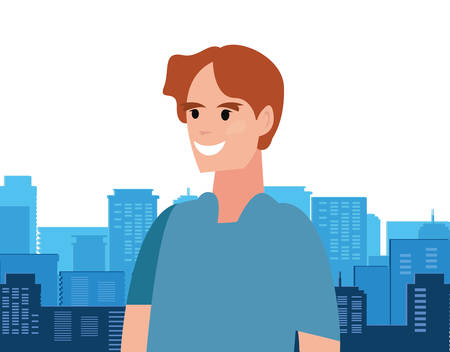 man portrait city street urban background vector illustrationのイラスト素材