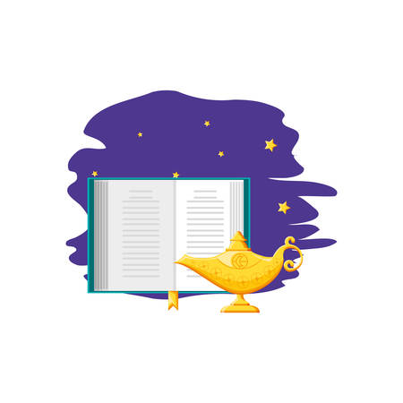 koran book with teapot ramadan kareem vector illustration designのイラスト素材