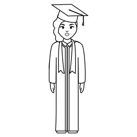 young student graduated girl character vector illustration designのイラスト素材