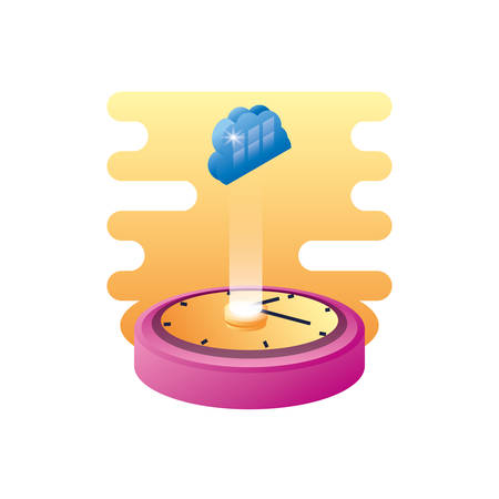 time clock with cloud computing vector illustration designのイラスト素材