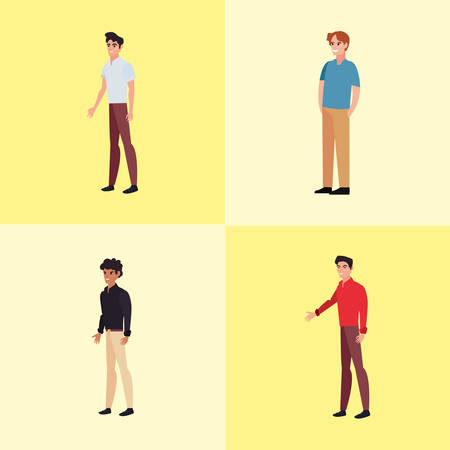 men characters set male standing vector illustrationのイラスト素材
