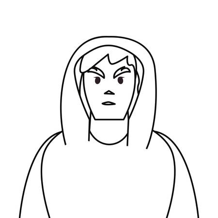 hacker man character thief vector illustration design outlineのイラスト素材