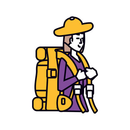 traveler woman with travel bag avatar character vector illustration designのイラスト素材